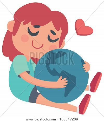 Girl Hugging The World