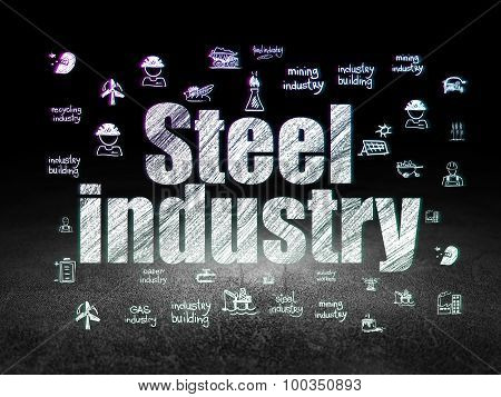 Manufacuring concept: Steel Industry in grunge dark room