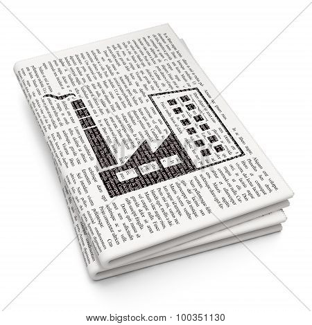 Manufacuring concept: Industry Building on Newspaper background