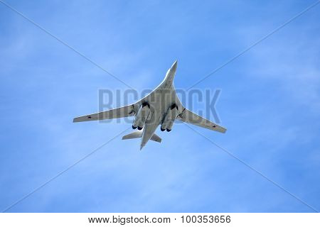 Russian military aircraft Tu-160 in flight