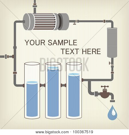 Infographics scheme with liquid, a water tank
