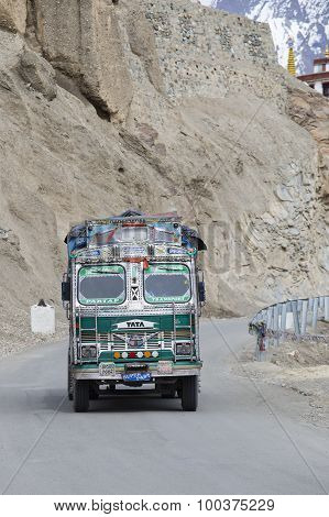 Truck On The High Altitude Srinagar - Leh Road. Lamayuru , India