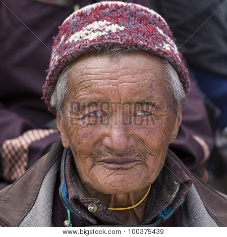 Tibetan Buddhist Old Men In Hemis Monastery. Ladakh, North India