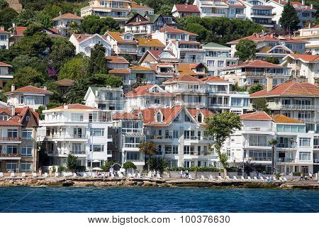 View Of Princes Islands Of Kinaliada Hillside With Luxury Residential Housing On Coast, Turkey