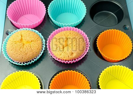 Homemade cupcake on silicone mold