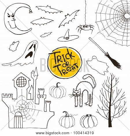 Set of vector halloween design elements