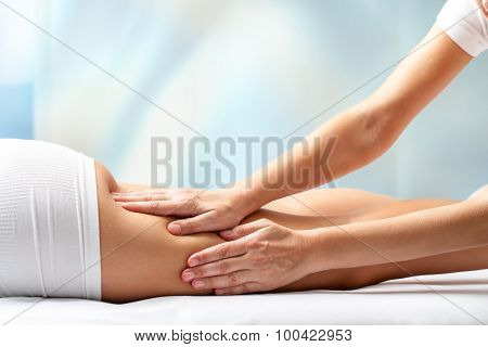 Woman Receiving Leg Massage.