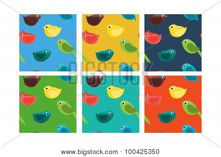 Bird Seamless Patterns.