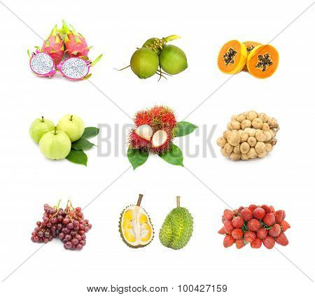 Collection Of Fruits Isolated On White