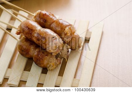 Thai Style Grilled Pork And Vermicelli Sausages