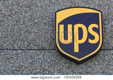 UPS logo on a facade