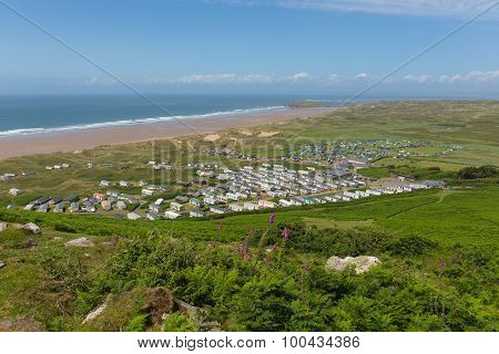 Rhossili coast towards Hillend The Gower South Wales UK in the Bristol Channel