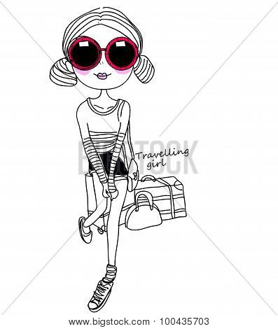 Illustration Of A Cute Skecth Fashion Girl