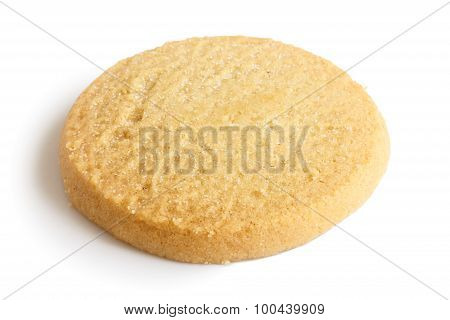 Single Round Shortbread Biscuit Isolated On White.