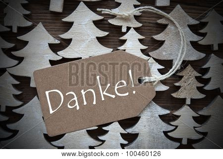 Brown Christmas Label With Danke Means Thank You