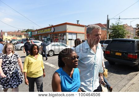 Mayor de Blasio & Chirlane McCray arrive