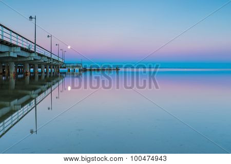 Landscape Of Pier In Jastarnia Photographed Before Sunrise