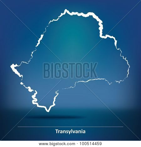 Doodle Map of Transylvania - vector illustration