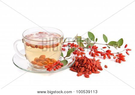 Goji Fresh Antioxidant Tea  Isolated On White Background