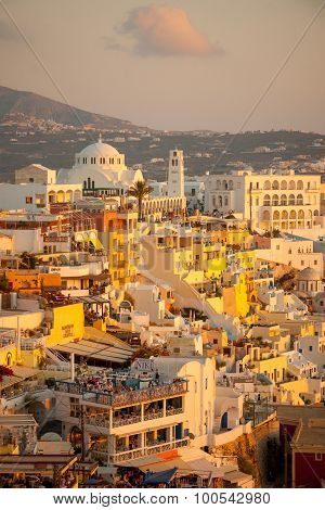 Sunset Scene In Fira, Santorini