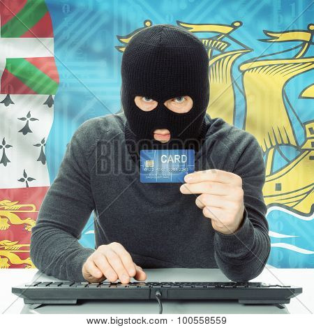 Concept Of Cybercrime With National Flag On Background - Saint-pierre And Miquelon