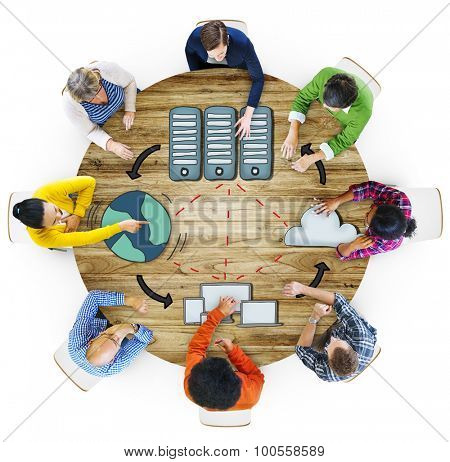 People Cloud Computing Connection Data Downloading Sharing Concepts