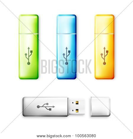 USB flash drive over white background