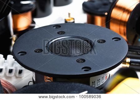 closeup of crossover speaker part