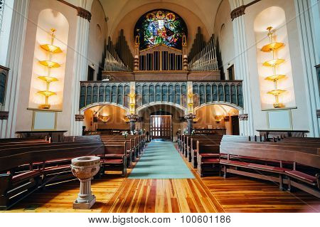 Interior Of Sofia Kyrka - Sofia Church In Stockholm, Sweden
