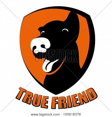 Dog True Friend Silhouette Logo