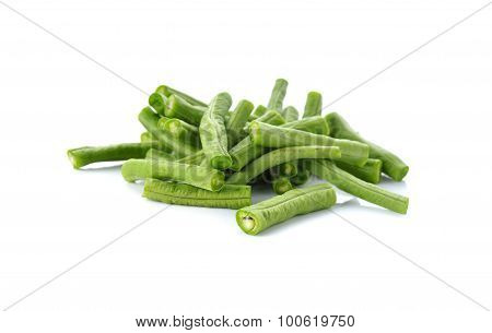 Portion Cut Yardlong Beans On White Background