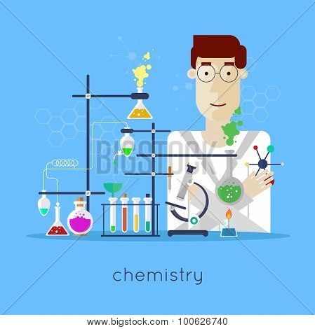 Scientist in laboratory chemistry