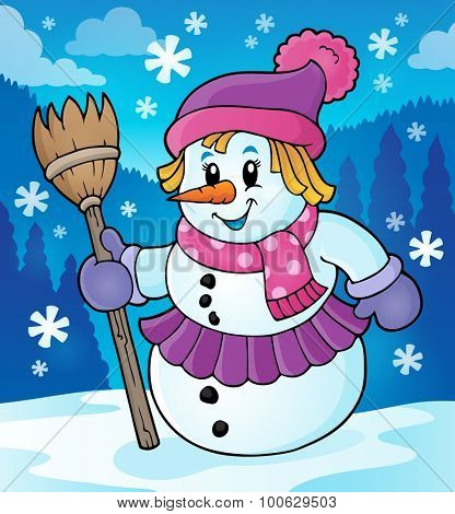 Winter snow woman topic image 2 - eps10 vector illustration.