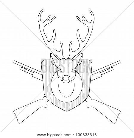 Hunting Emblem. Deer Head. Contour
