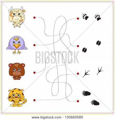 Cow, Raven, Bear And Jaguar With Their Traces