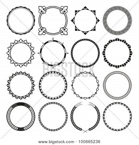 Collection of Round Decorative Border Frames with Clear Background.
