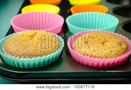 Homemade cupcake on silicone mold