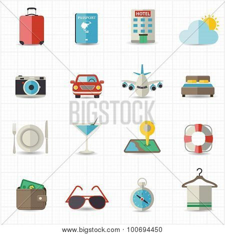 Travel and hotel holiday icons