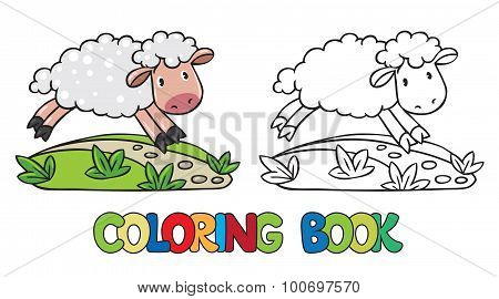 Coloring book of little funny sheep