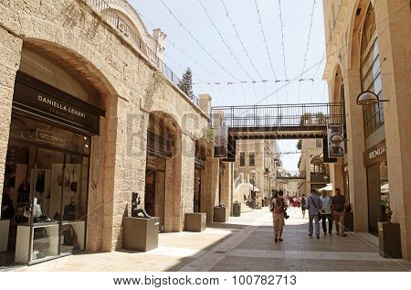 People At Modern Mamilla Shopping Mall  In Jerusalem, Israel.