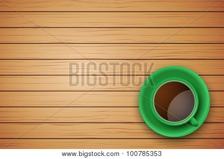 Cup of coffee or tea on the table dark wood