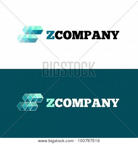 Vector modern orange Z letter logo. Abstract cubes logotype.