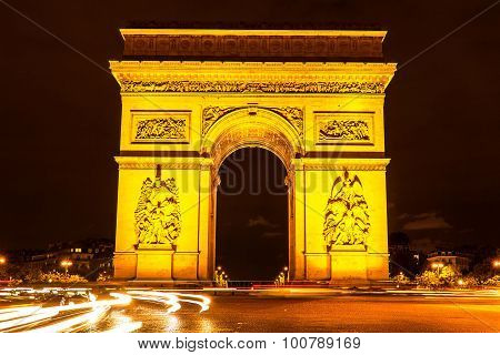 The Triumphal Arch At Night.paris, France
