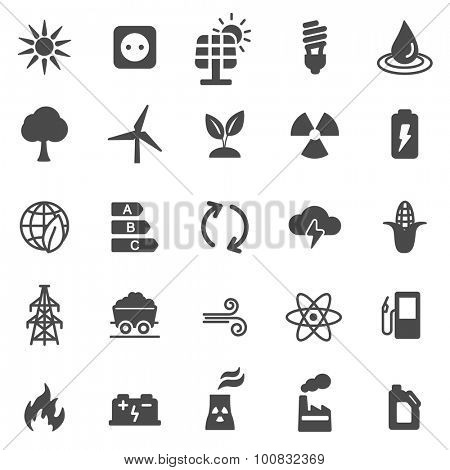 Energy black icons set. Vector