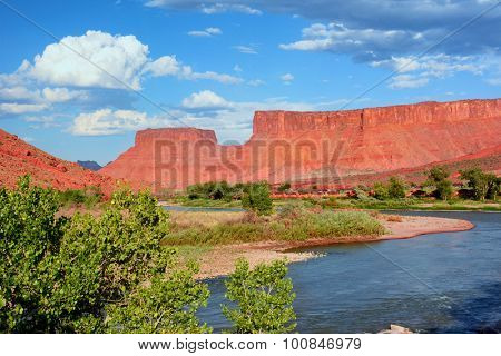 MOAB, UTAH - AUGUST 17, 2015: Red Cliffs Lodge, Moab. The lodge also home to Castle Creek Winery lies on the banks of the Colorado River along scenic Highway 128