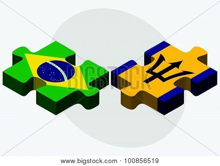Brazil And Barbados Flags