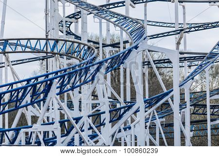 Detail of Rollercoaster Track white and blue