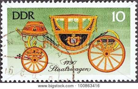 GERMAN DEMOCRATIC REPUBLIC - CIRCA 1976: A stamp printed in Germany shows State Carriage, 1790