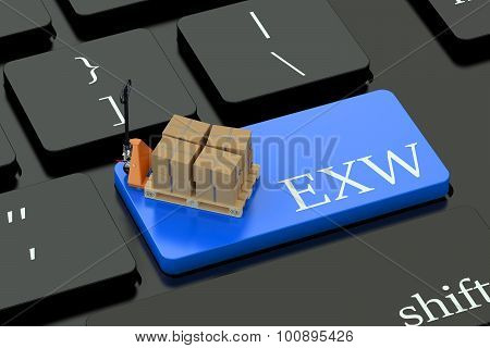 Exw Deliwery Terms Concept On Blue Keyboard Button