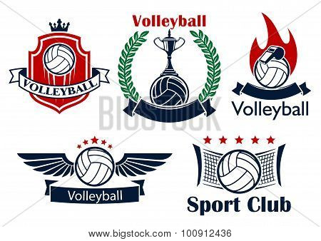 Volleyball game sporting heraldic emblems